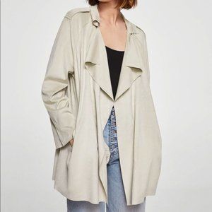 MNG by Mango Sandstone Soft Finish Draped Open Front Light Jacket Size Sm Medium